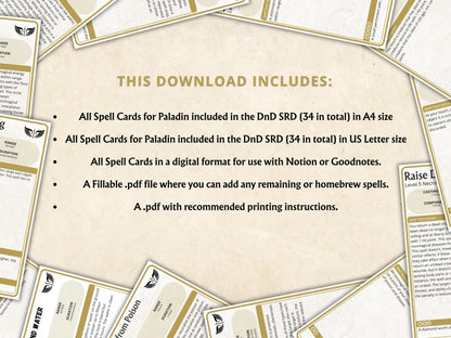 Paladin DnD Spell Cards 5e 2014 FeyWorks.co.uk