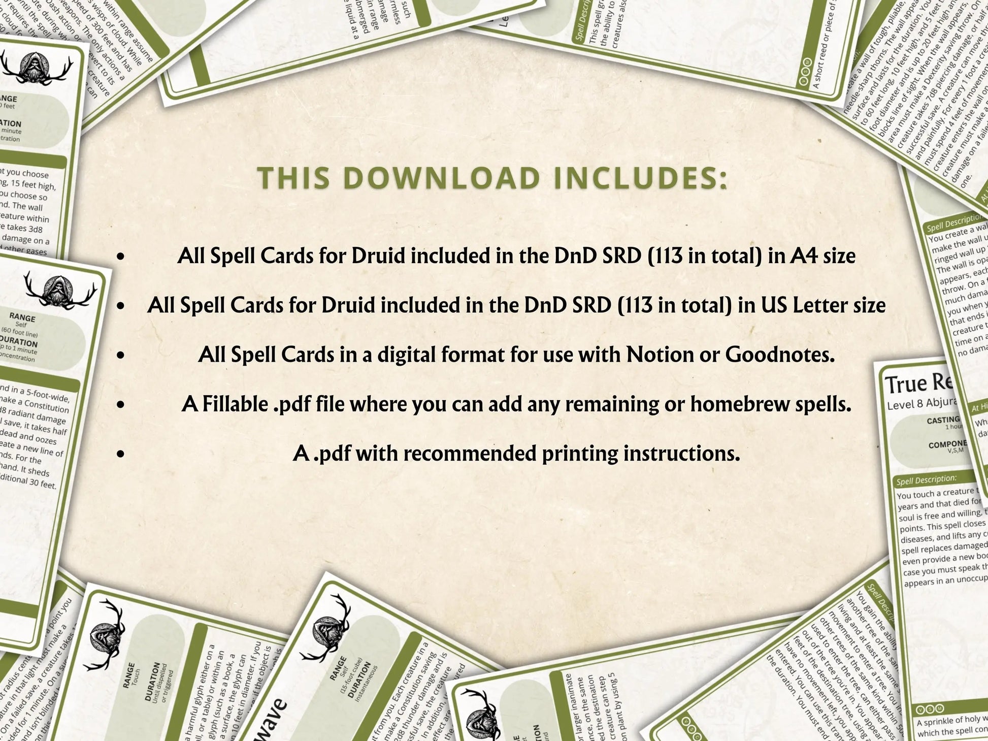Druid DnD Spell Cards 5e 2014 FeyWorks.co.uk