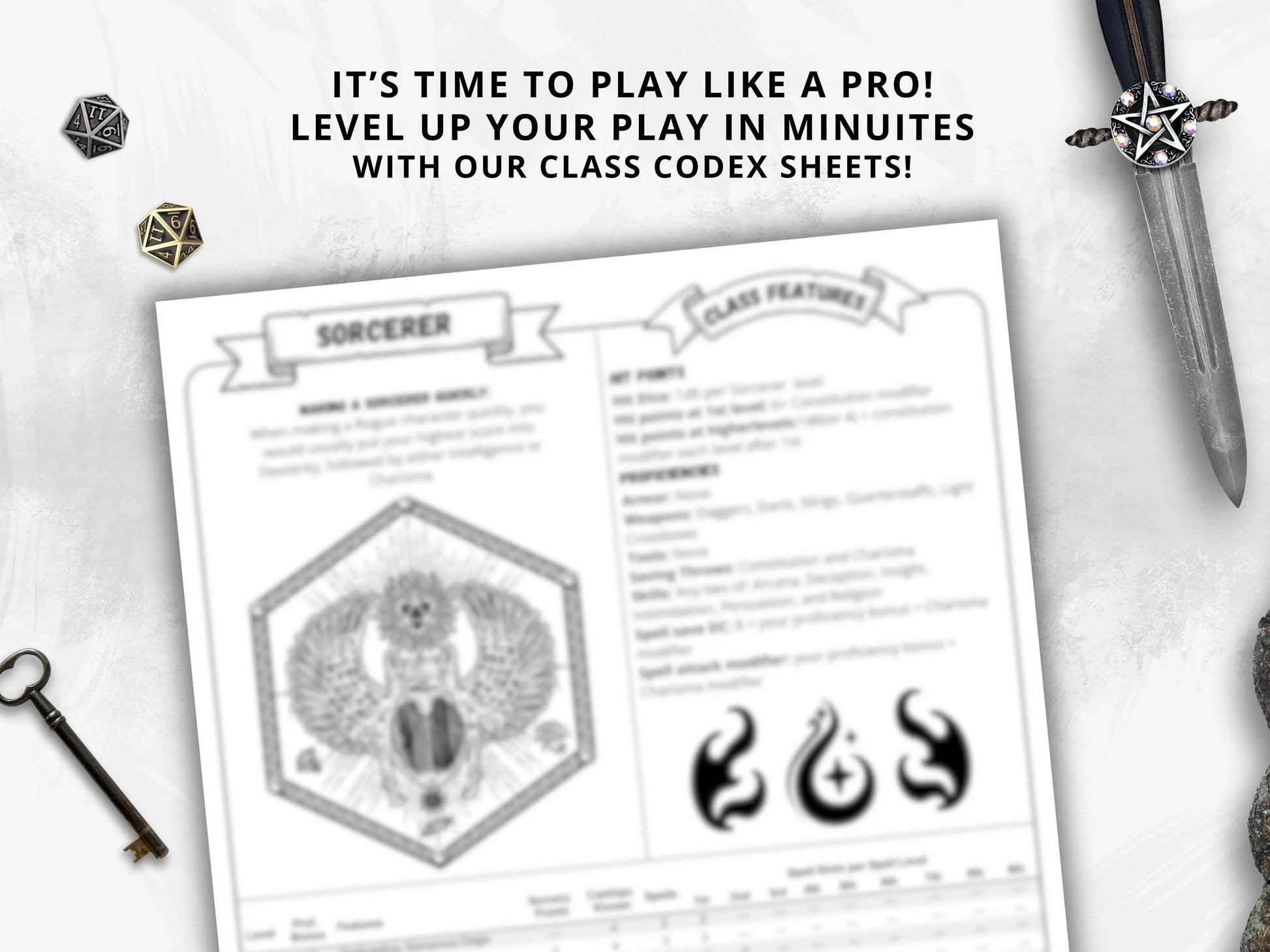 Sorcerer 5e 2014 Reference Guide - Cheat Sheet FeyWorks.co.uk