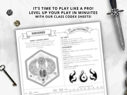 Sorcerer 5e 2014 Reference Guide - Cheat Sheet FeyWorks.co.uk