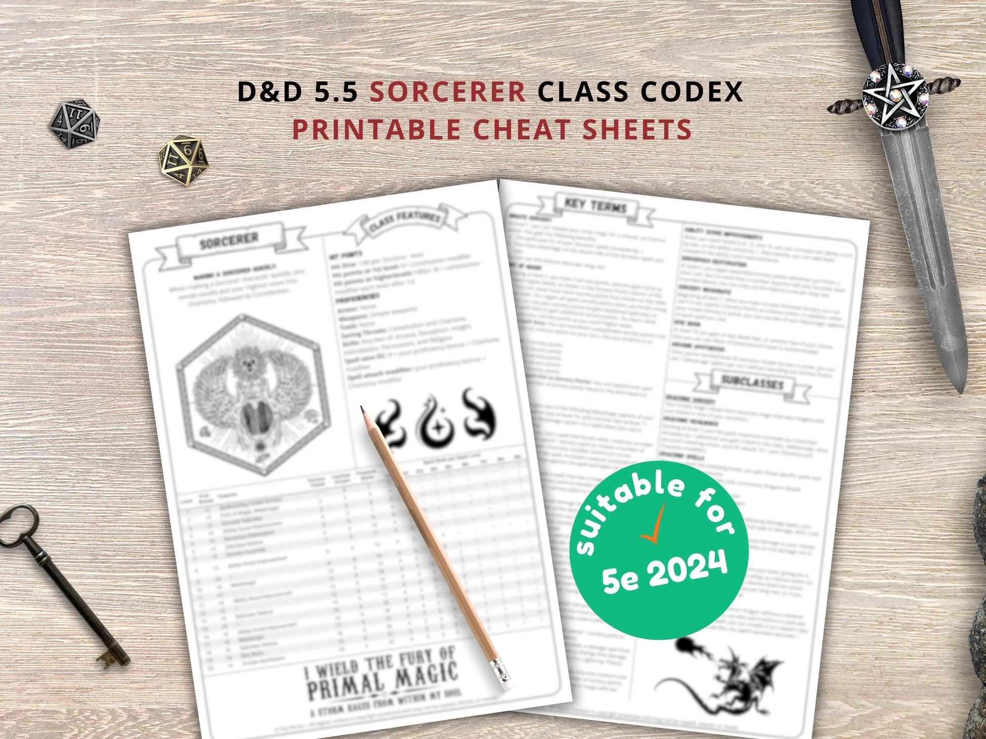 Sorcerer 5.5 2024 Reference Guide - Cheat Sheet FeyWorks.co.uk