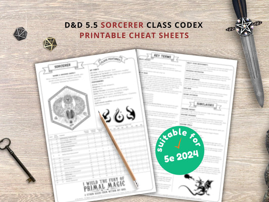 Sorcerer 5.5 2024 Reference Guide - Cheat Sheet FeyWorks.co.uk