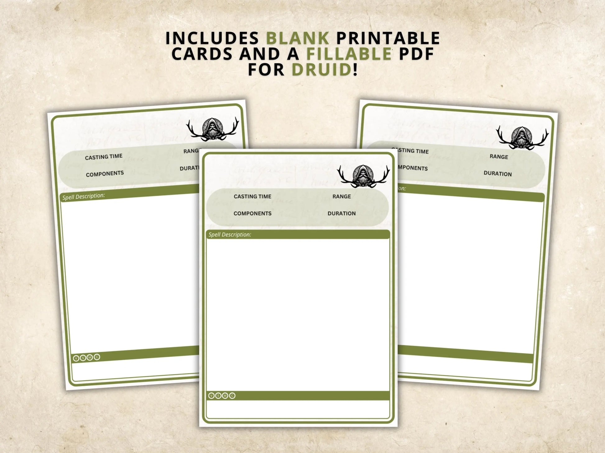 Druid DnD Spell Cards 5e 2014 FeyWorks.co.uk
