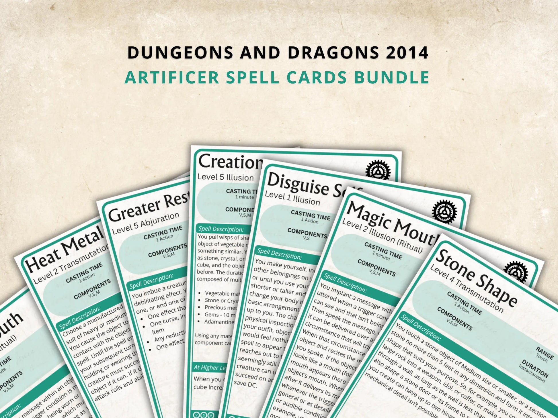 Artificer DnD Spell Cards 5e 2014 FeyWorks.co.uk