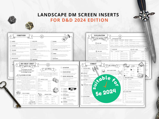Dungeon Master Cheat Sheet 5.5 2024 Landscape FeyWorks.co.uk