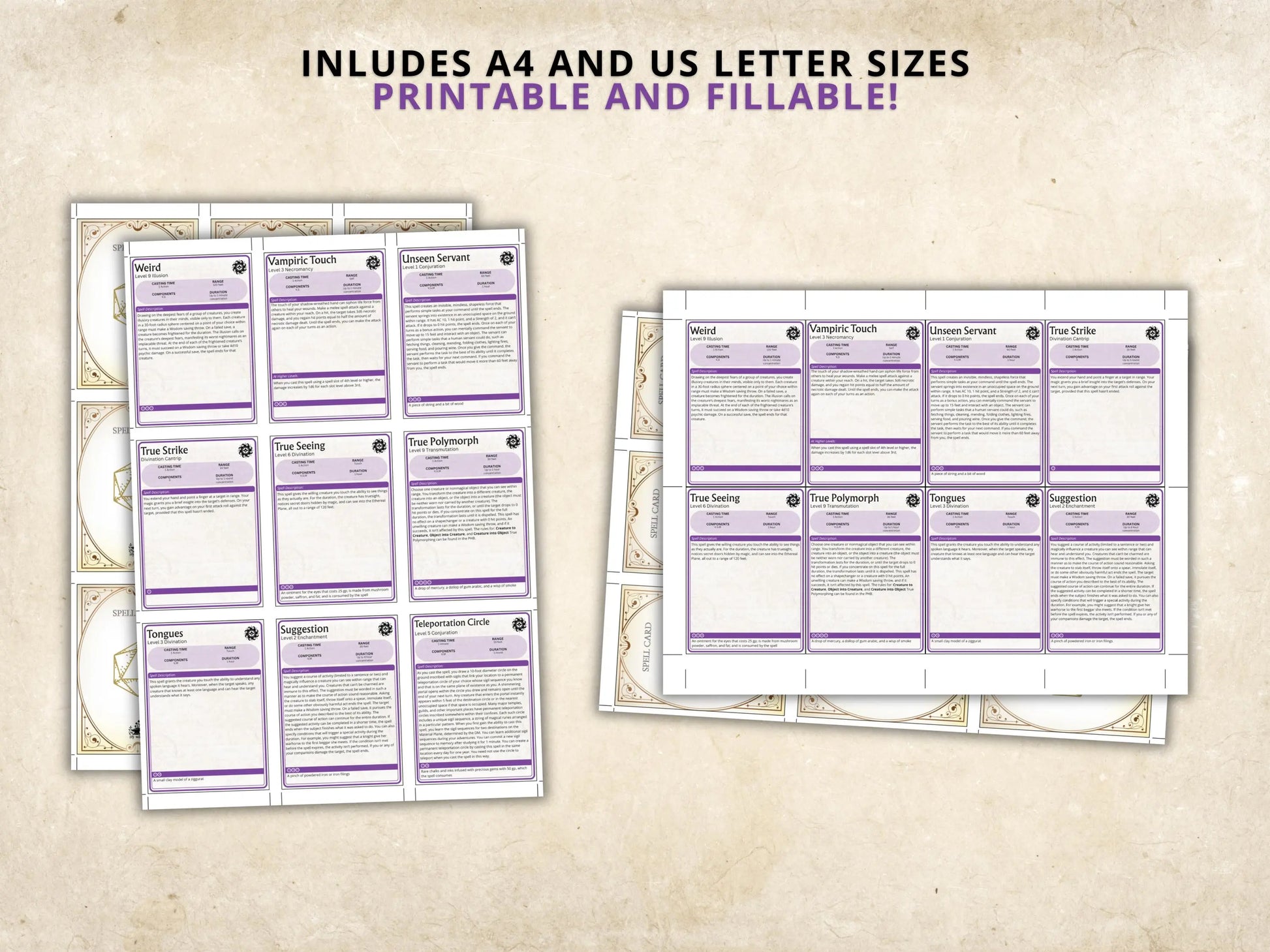 Warlock DnD Spell Cards 5e 2014 FeyWorks.co.uk