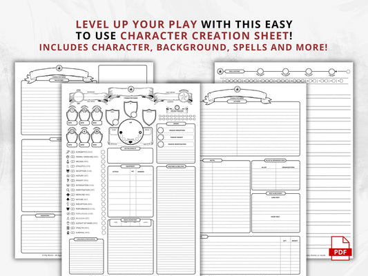 DnD 5e Character Sheet, Compatible with Fifth edition Dungeons and Dragons 5.5e (2024)