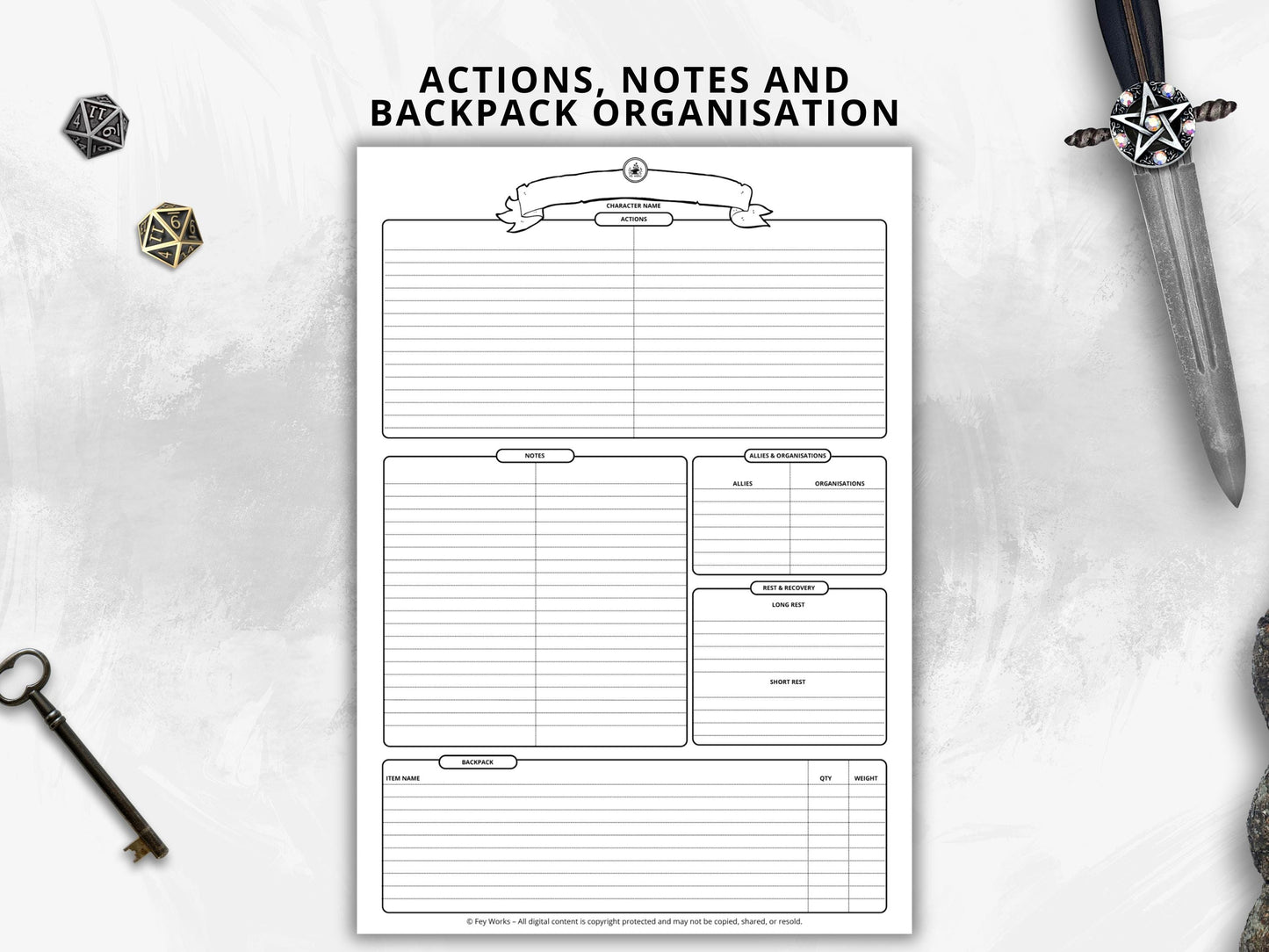 DnD 5e Character Sheet, Compatible with Fifth edition Dungeons and Dragons 5.5e (2024)