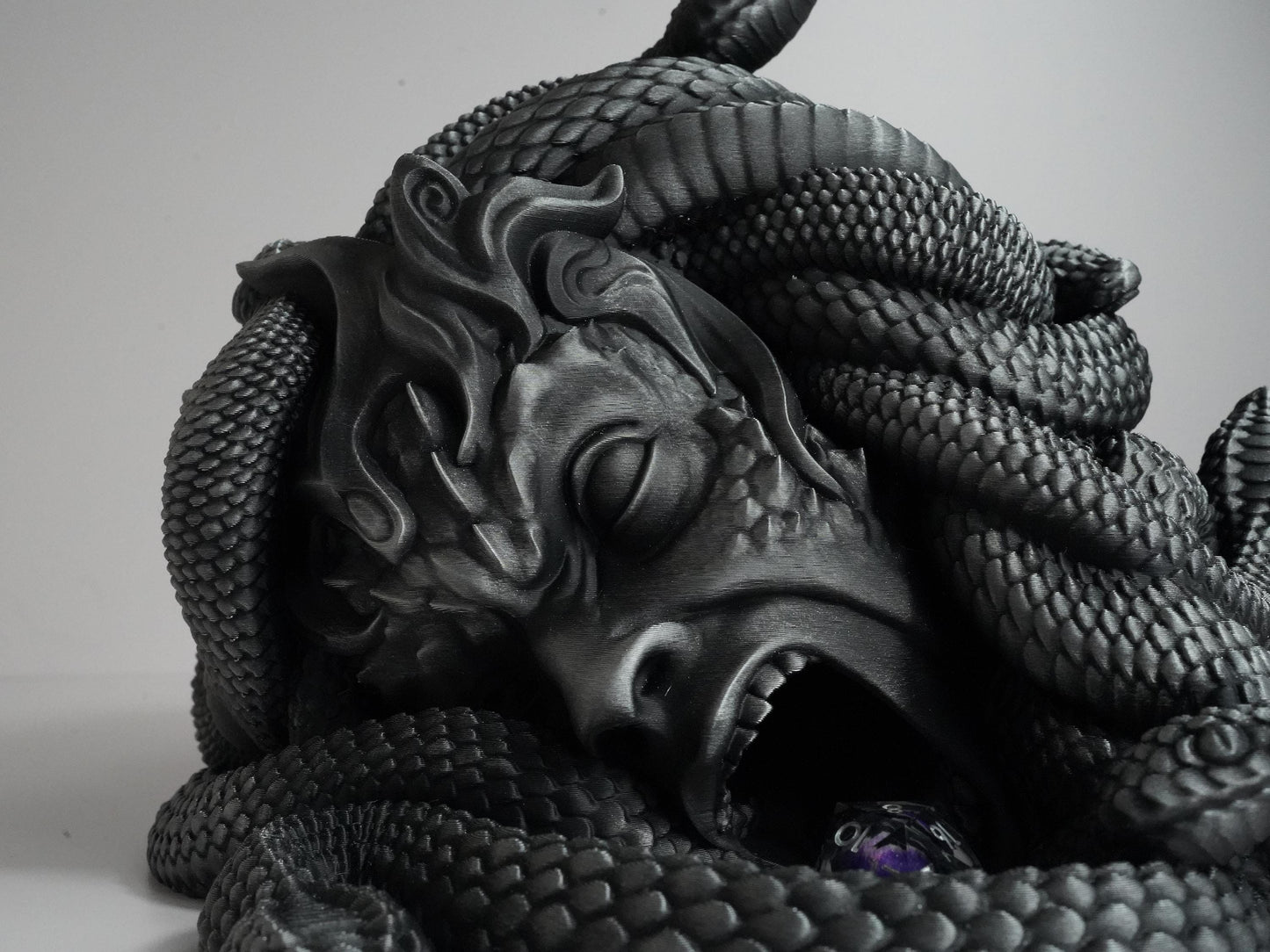 Medusa Stone Dice Tower: 3D Printed DnD Tabletop Accessory