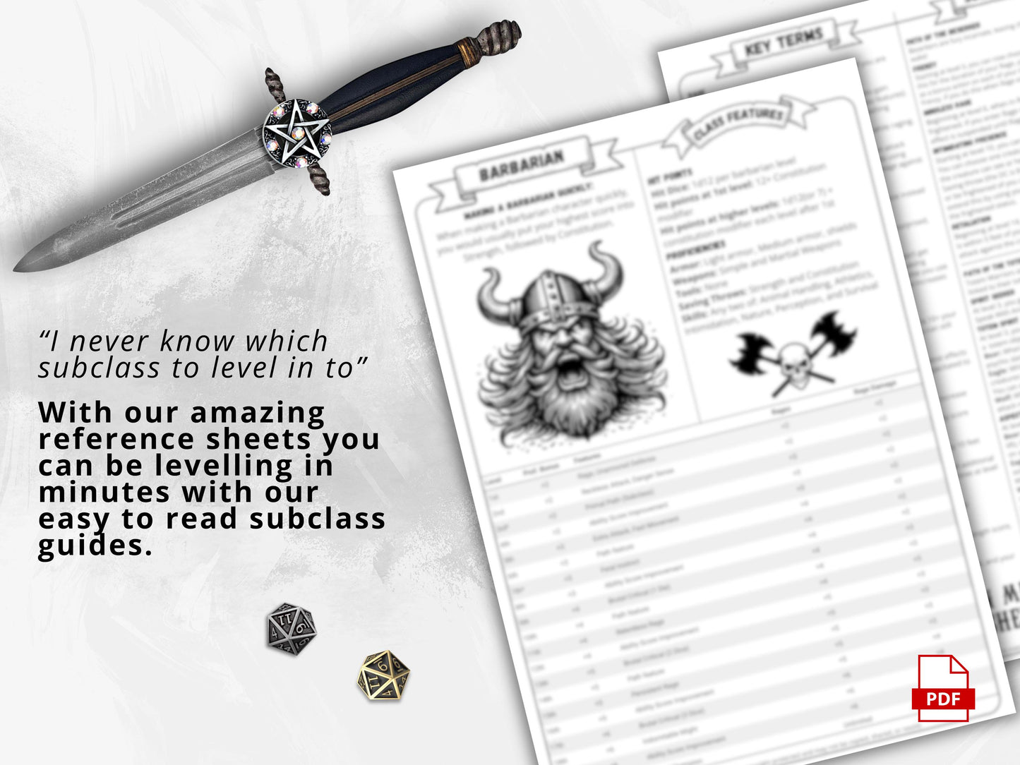 DnD 5e Barbarian Class Codex Printable | Barbarian Cheat Sheet | DnD Player Aid PDF | Tabletop RPG Reference