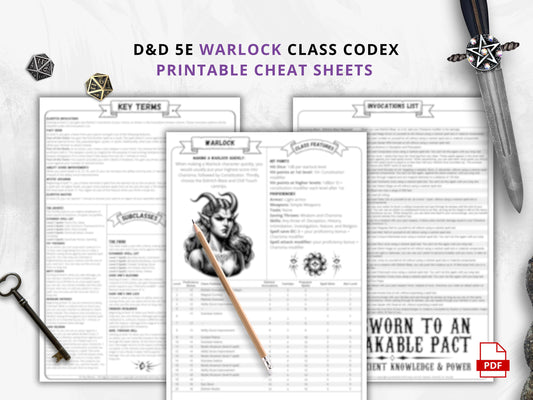 D&D 5e Warlock Class Codex | Printable Player Aid PDF