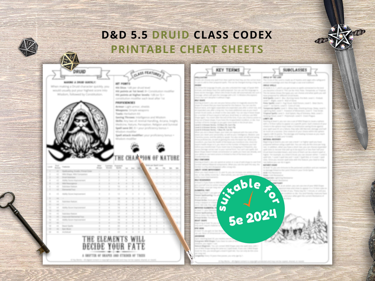 Druid 5e Cheat Sheet: Dungeons and Dragons Class Guide (PDF Download 2024 Edition)