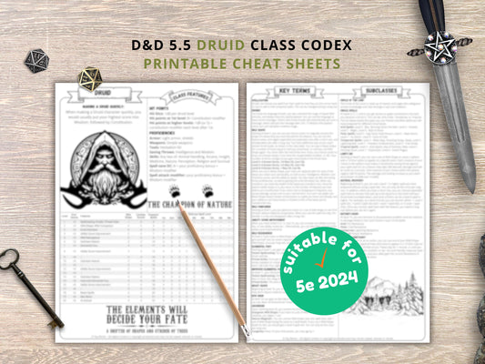 Druid 5e Cheat Sheet: Dungeons and Dragons Class Guide (PDF Download 2024 Edition)