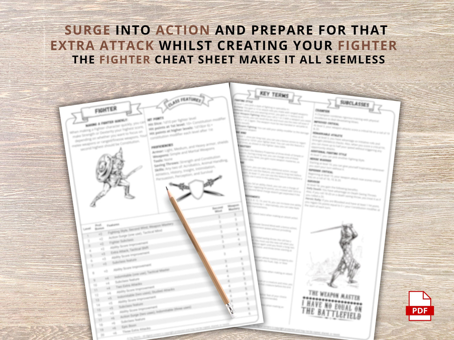 Fighter Class 5e Cheat Sheet: D&D Character Creation Guide (PDF Download)