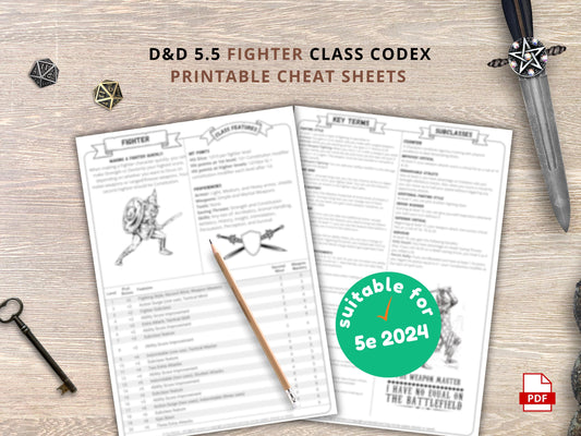 Fighter Class 5e Cheat Sheet: D&D Character Creation Guide (PDF Download)