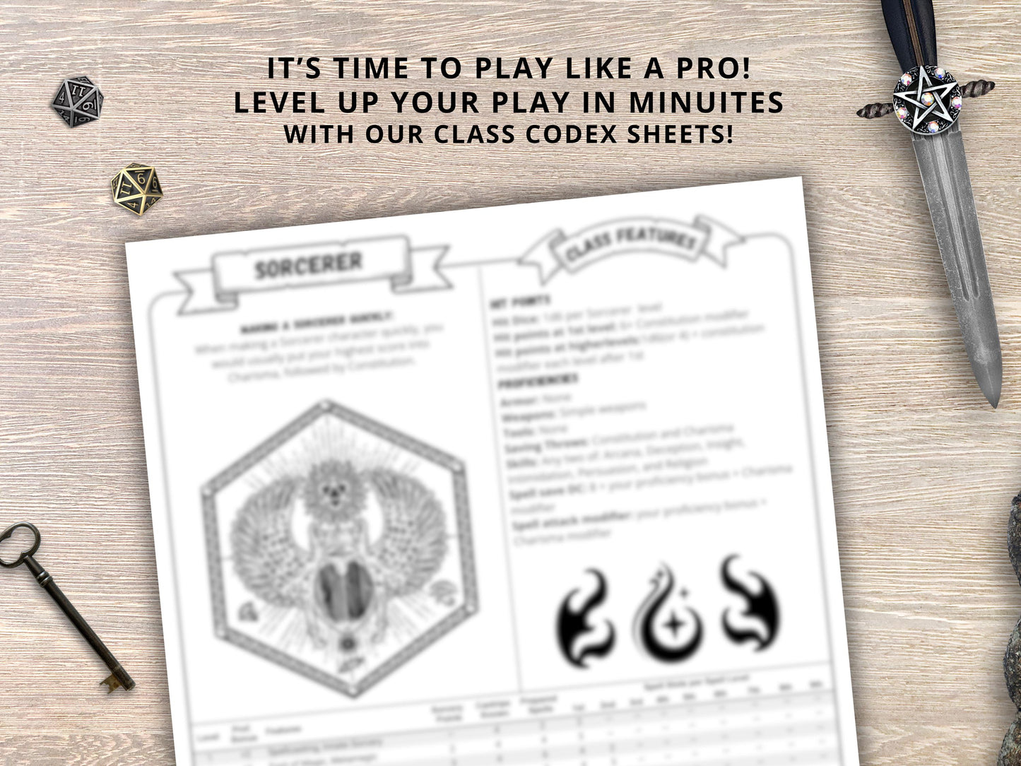 Sorcerer Class Cheat Sheet: DnD 5e Reference Guide (PDF Downloadable 2024 Edition)