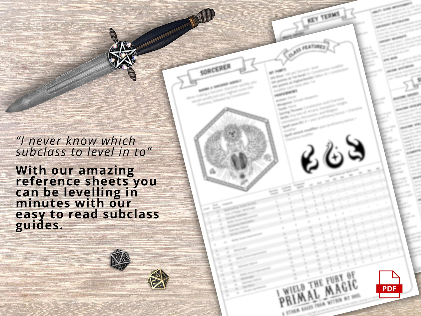 Sorcerer Class Cheat Sheet: DnD 5e Reference Guide (PDF Downloadable 2024 Edition)