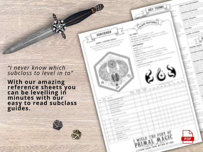 Sorcerer Class Cheat Sheet: DnD 5e Reference Guide (PDF Downloadable 2024 Edition)