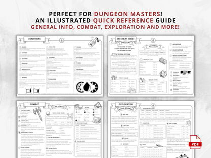 Dungeon Master 5e Cheat Sheet: Landscape Quick Reference (Printable PDF)