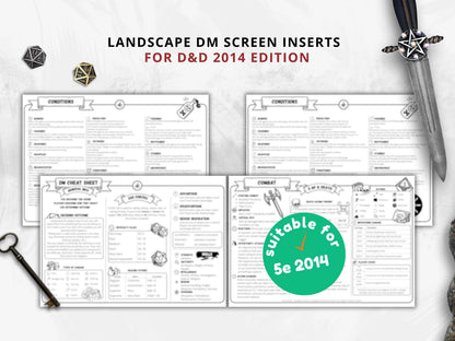 Dungeon Master 5e Cheat Sheet: Landscape Quick Reference (Printable PDF)
