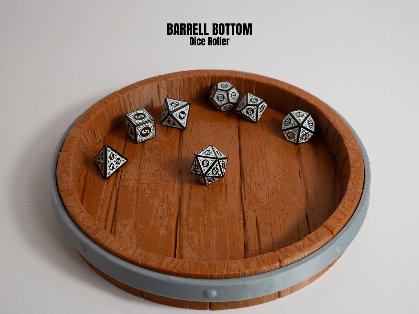 3D Printed Dice Tray, Barrel-Top Rolling Tray, DnD RPG