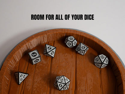 3D Printed Dice Tray, Barrel-Top Rolling Tray, DnD RPG