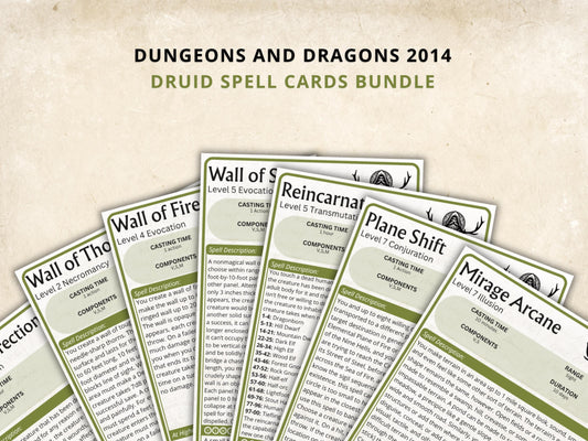 Druid Spell Cards 5e: D&D Spell Book (Digital Download, SRD Compliant)