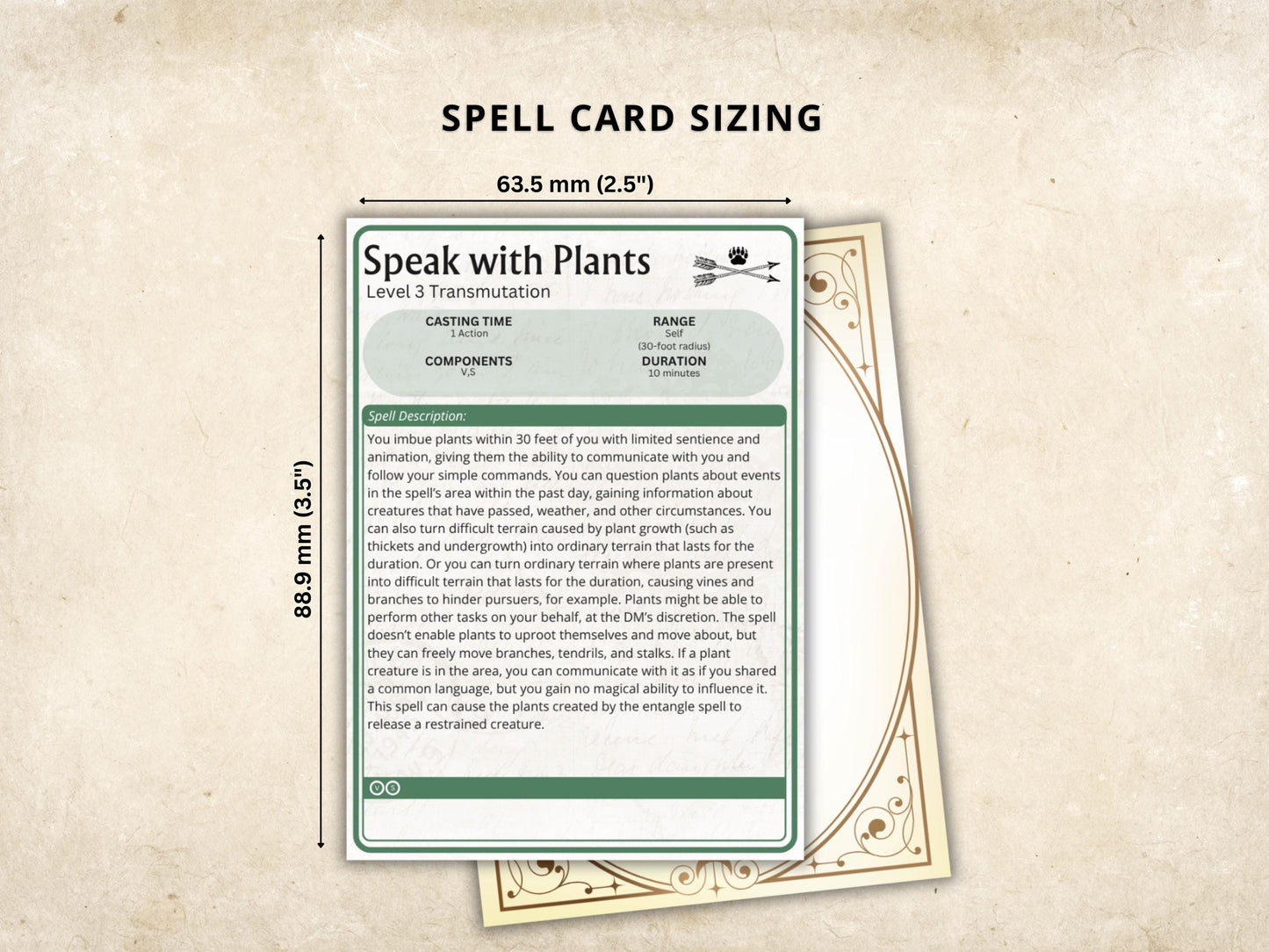 Ranger Spell Cards 5e - Dungeons and Dragons (Digital Download)