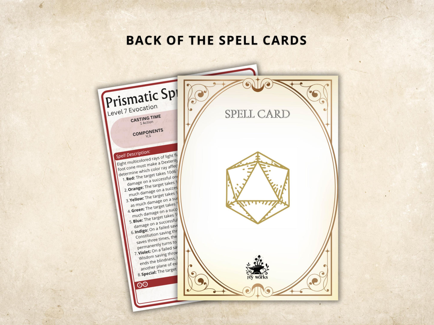 Sorcerer Spell Cards 5e: D&D Spell Book (Digital Download, SRD Compliant)