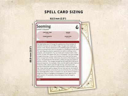 Sorcerer Spell Cards 5e: D&D Spell Book (Digital Download, SRD Compliant)