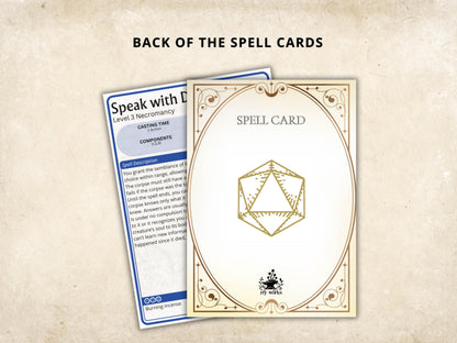 Wizard Spell Cards 5e: D&D Spell Book (Digital Download, SRD Compliant)