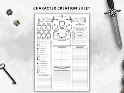 DnD 5e Character Sheet, Compatible with Fifth edition Dungeons and Dragons 5.5e (2024)