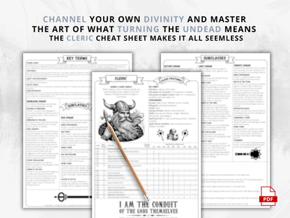 DnD 5e Cleric Class Codex | Printable Player Aid Reference (PDF)