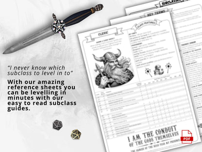 DnD 5e Cleric Class Codex | Printable Player Aid Reference (PDF)