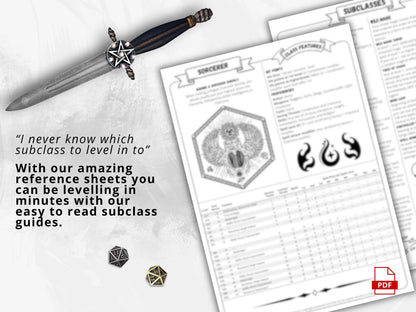 D&D 5e Sorcerer Class Codex | Printable Player Aid PDF (Reference Sheets)