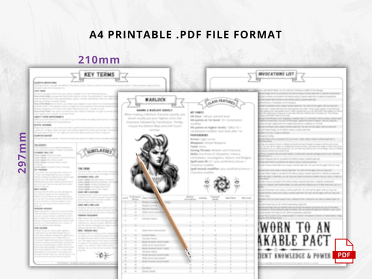 D&D 5e Warlock Class Codex | Printable Player Aid PDF