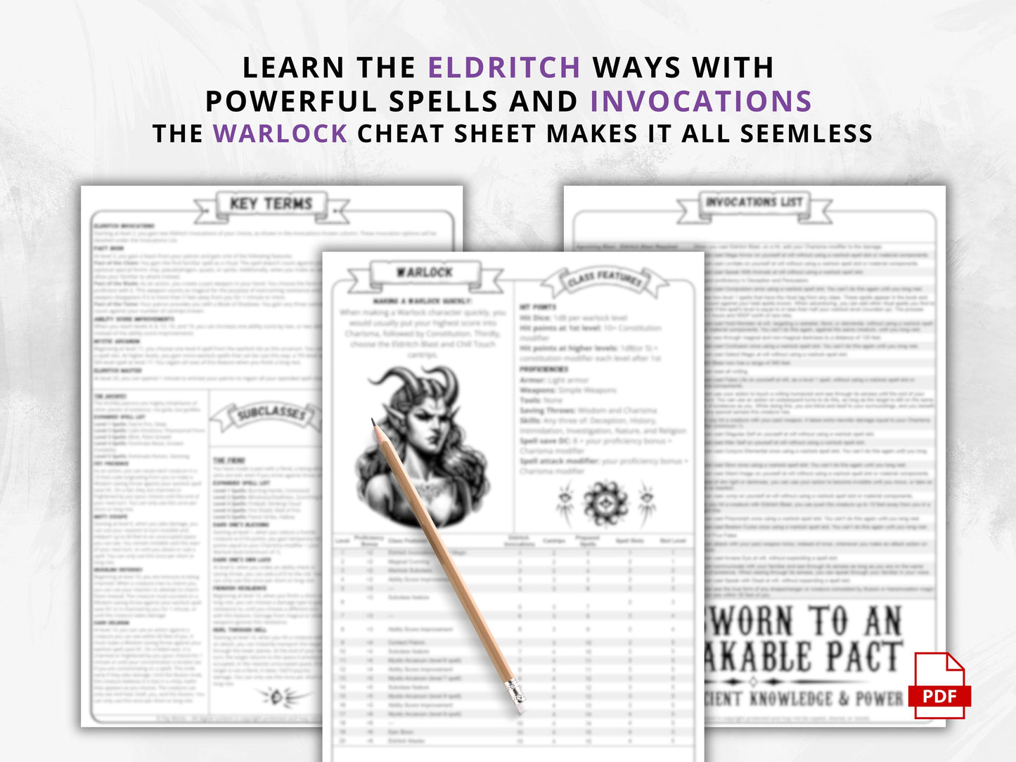 D&D 5e Warlock Class Codex | Printable Player Aid PDF