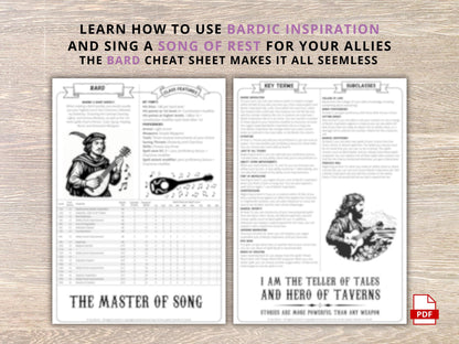 Bard Class Cheat Sheet: DnD 5e Reference Guide (2024 PDF Download)