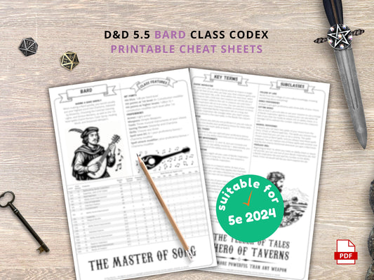 Bard Class Cheat Sheet: DnD 5e Reference Guide (2024 PDF Download)