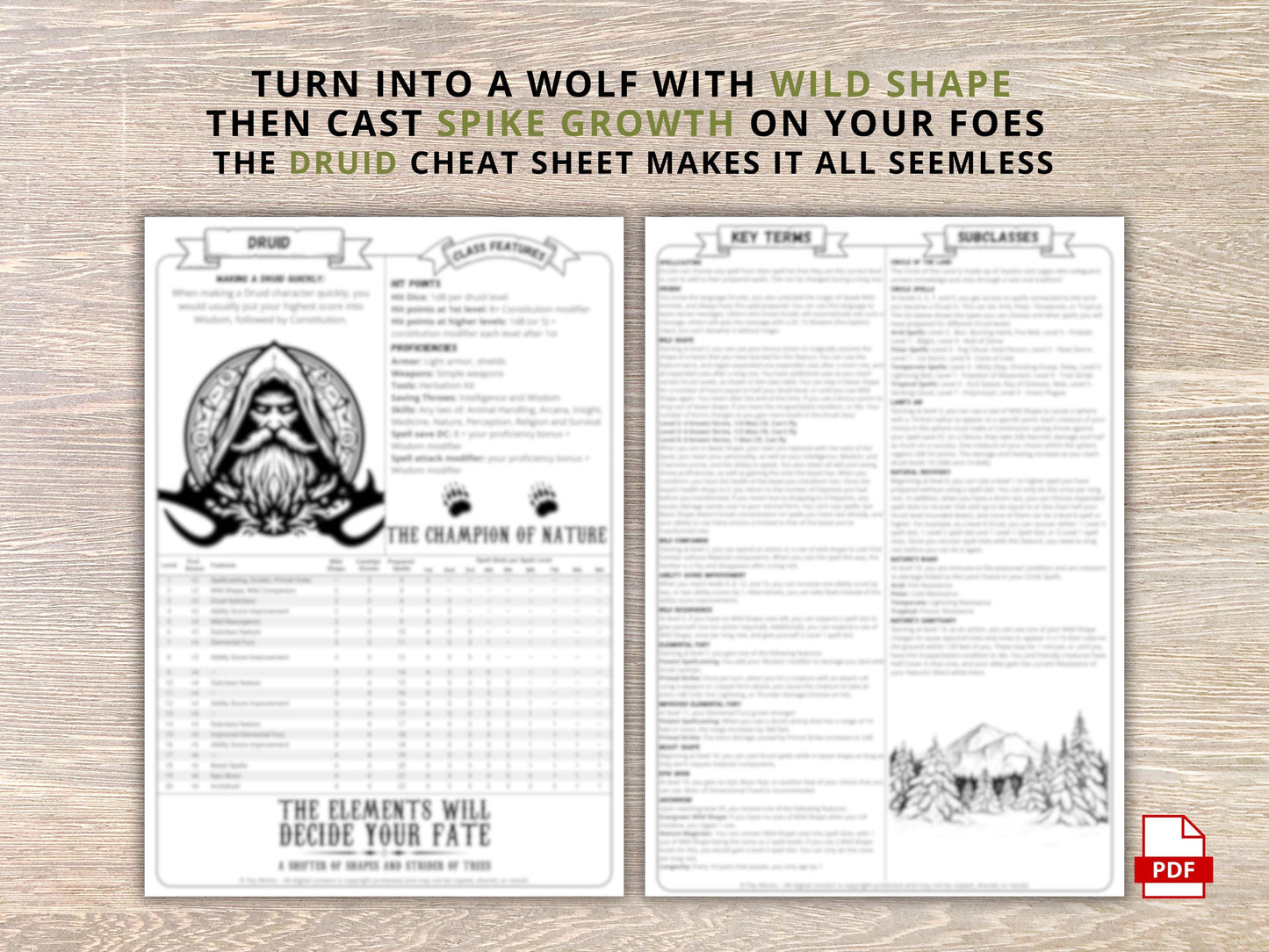 Druid 5e Cheat Sheet: Dungeons and Dragons Class Guide (PDF Download 2024 Edition)