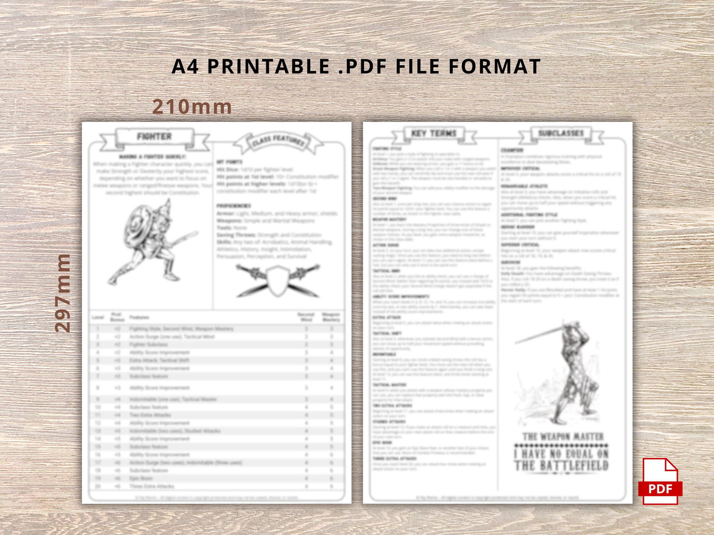 Fighter Class 5e Cheat Sheet: D&D Character Creation Guide (PDF Download)