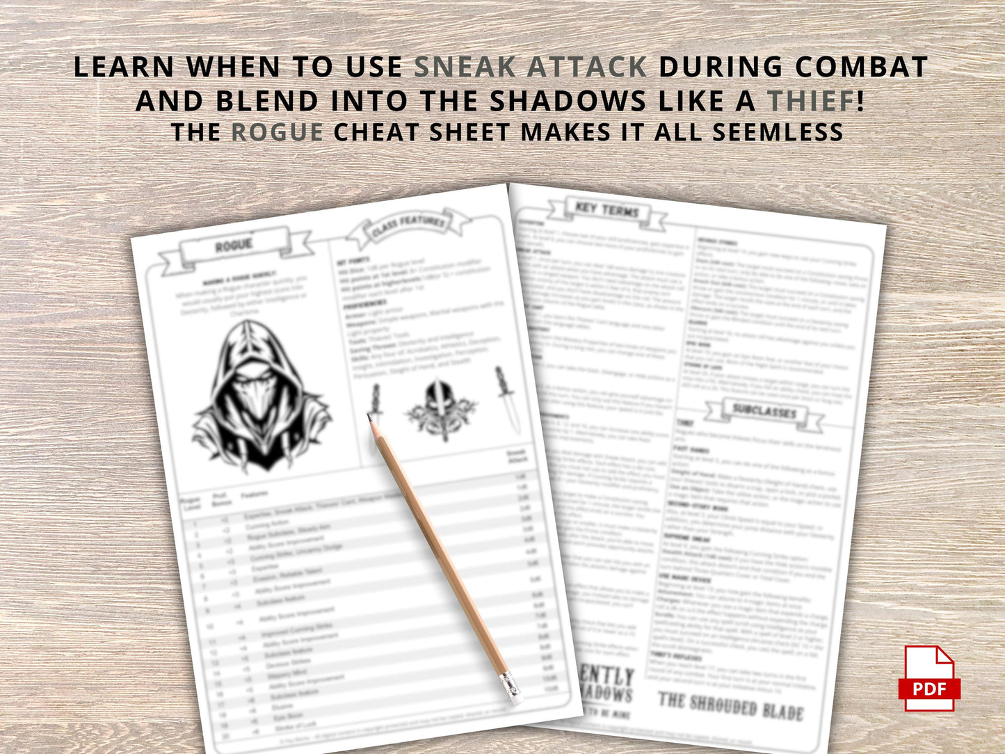 Rogue Class Cheat Sheet: D&D 5e Reference Guide (PDF Download 2024 Edition