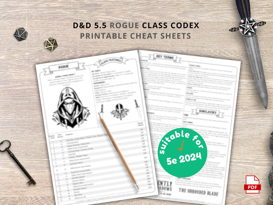 Rogue Class Cheat Sheet: D&D 5e Reference Guide (PDF Download 2024 Edition