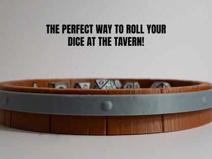 3D Printed Dice Tray, Barrel-Top Rolling Tray, DnD RPG