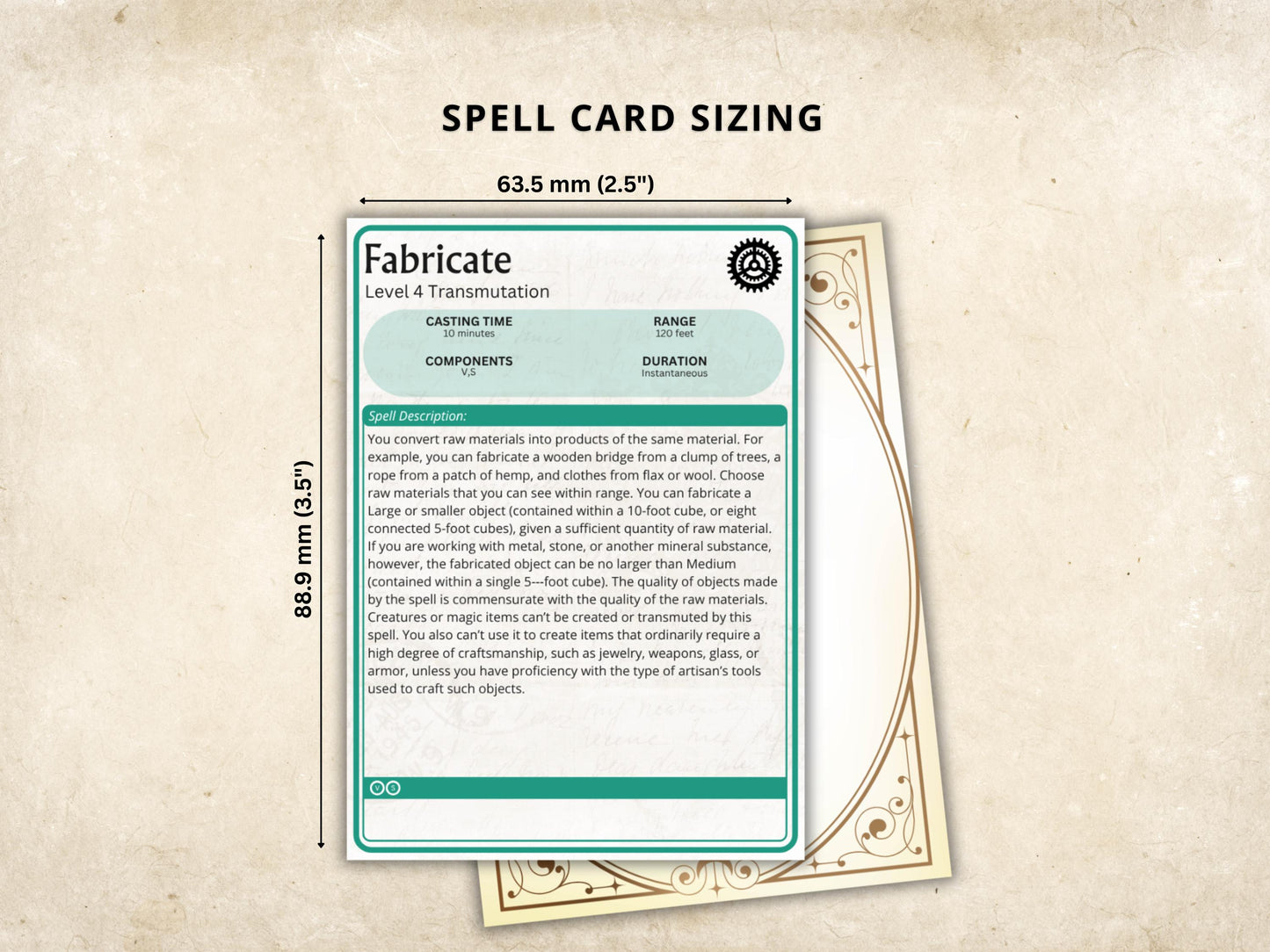 Artificer Spell Cards 5e: D&D Spell Book (Digital Download, SRD Compliant)