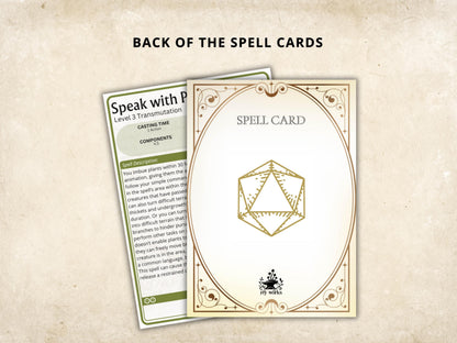 Druid Spell Cards 5e: D&D Spell Book (Digital Download, SRD Compliant)