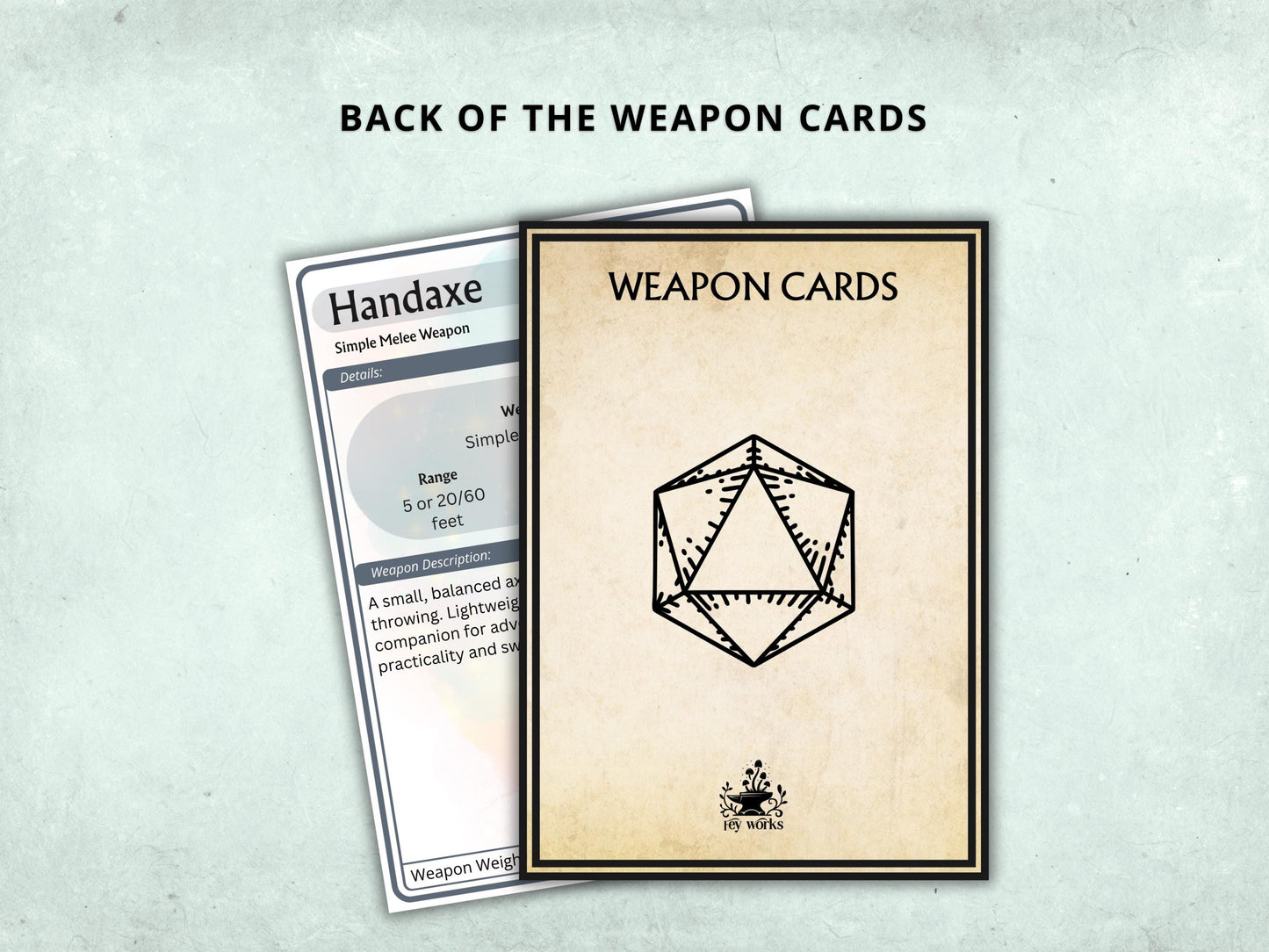 DnD 5e Weapon Cards Bundle, Fillable PDF, Printable Equipment