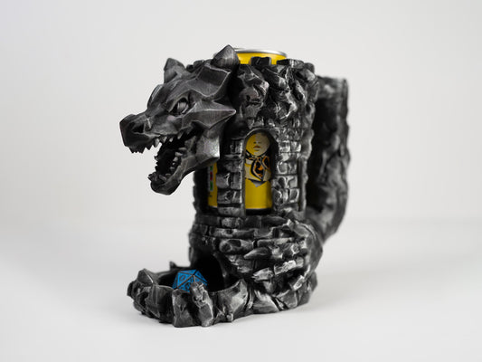 Dragon Fortress Dice Tower Can Holder: Dungeons and Dragons RPG Gaming Accessory