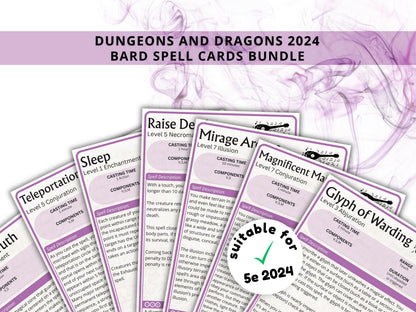 Bard Spell Cards 5e: Dungeons and Dragons 2024 (Digital Download)