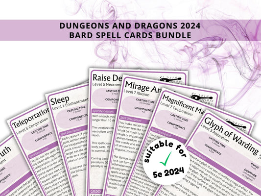 Bard Spell Cards 5e: Dungeons and Dragons 2024 (Digital Download)